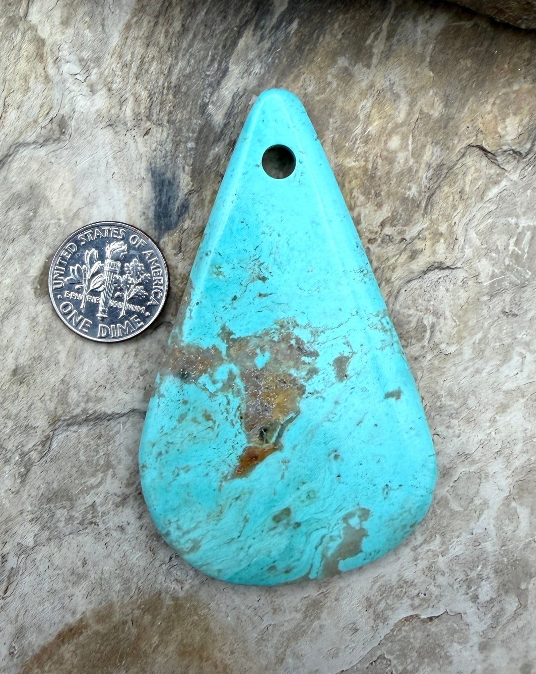 Kingman Turquoise (Arizona) HUGE Large Hole Focal Pendant