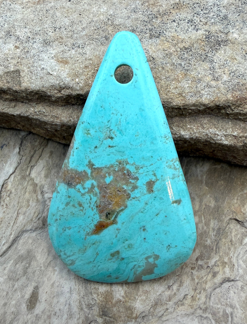 Kingman Turquoise (Arizona) HUGE Large Hole Focal Pendant