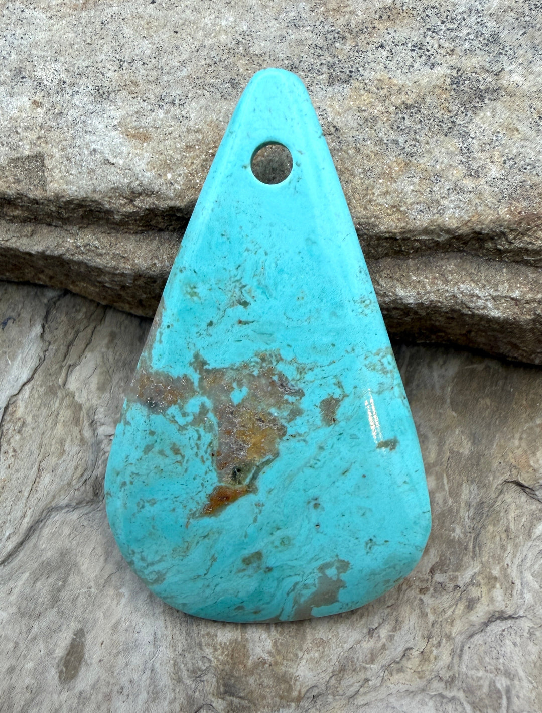 Kingman Turquoise (Arizona) HUGE Large Hole Focal Pendant