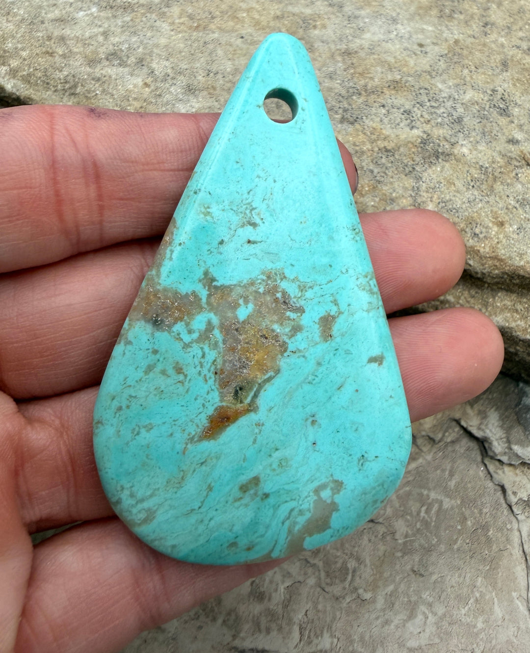 Kingman Turquoise (Arizona) HUGE Large Hole Focal Pendant