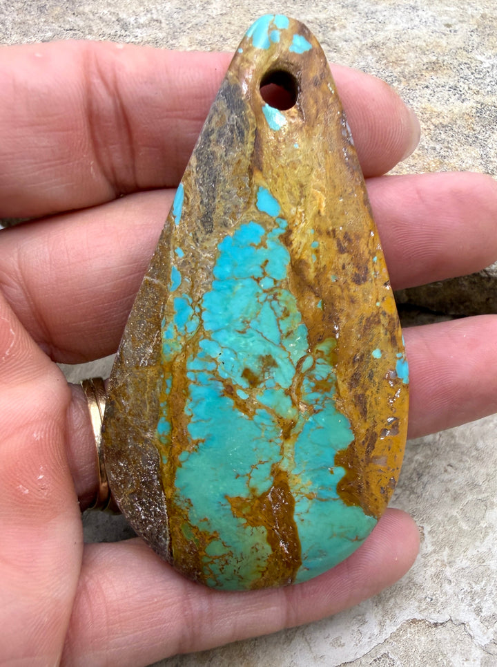 Kingman Turquoise (Arizona) HUGE Large Hole Focal Pendant