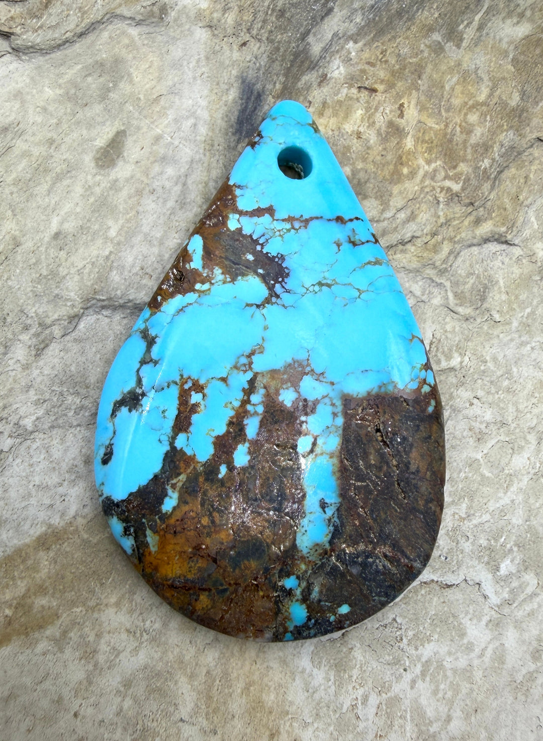 Kingman Turquoise (Arizona) HUGE (Large Hole) Focal Pendant