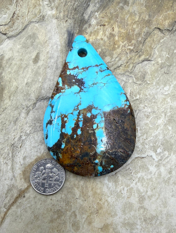 Kingman Turquoise (Arizona) HUGE (Large Hole) Focal Pendant