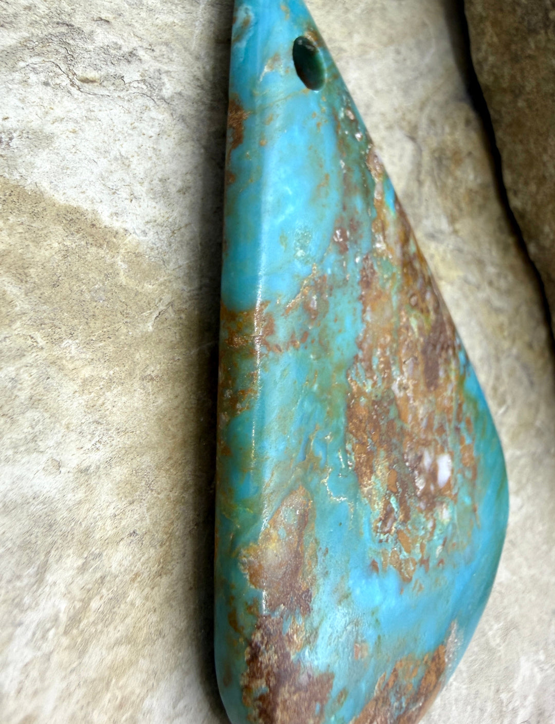 Kingman Turquoise (Arizona) HUGE Large Hole Focal Pendant