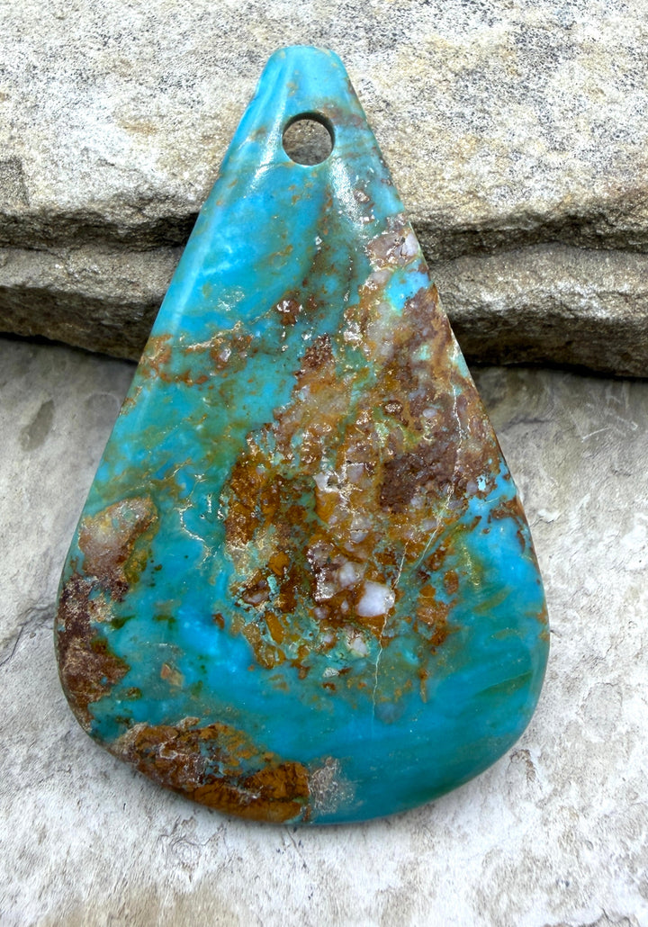 Kingman Turquoise (Arizona) HUGE Large Hole Focal Pendant