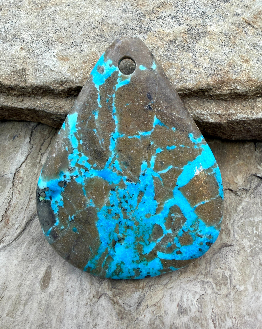 Kingman Turquoise (Arizona) HUGE Large Hole Focal Pendant