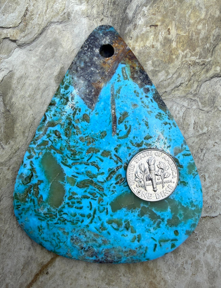 Kingman Turquoise (Arizona) HUGE (Large Hole) Focal Pendant