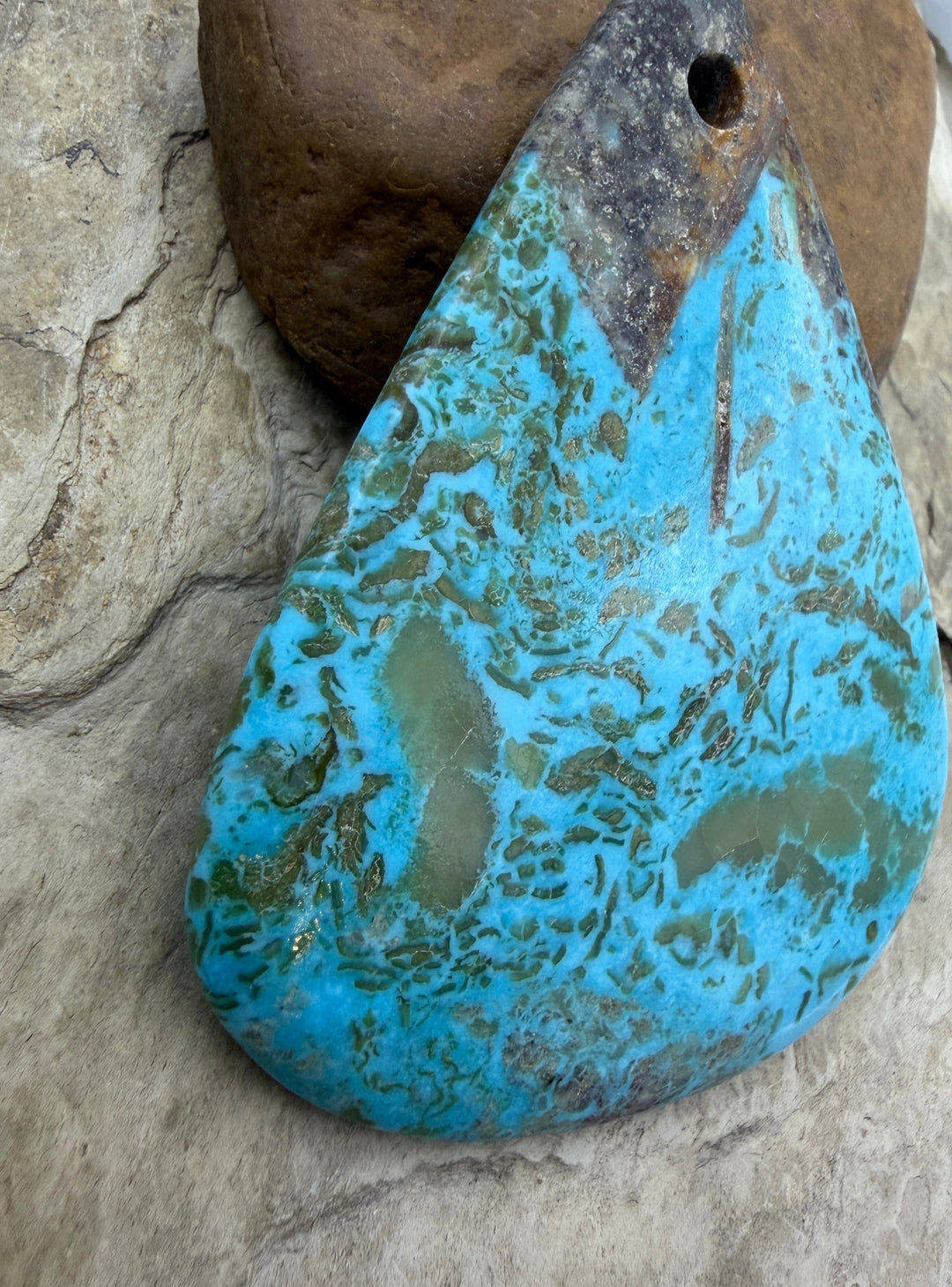 Kingman Turquoise (Arizona) HUGE (Large Hole) Focal Pendant