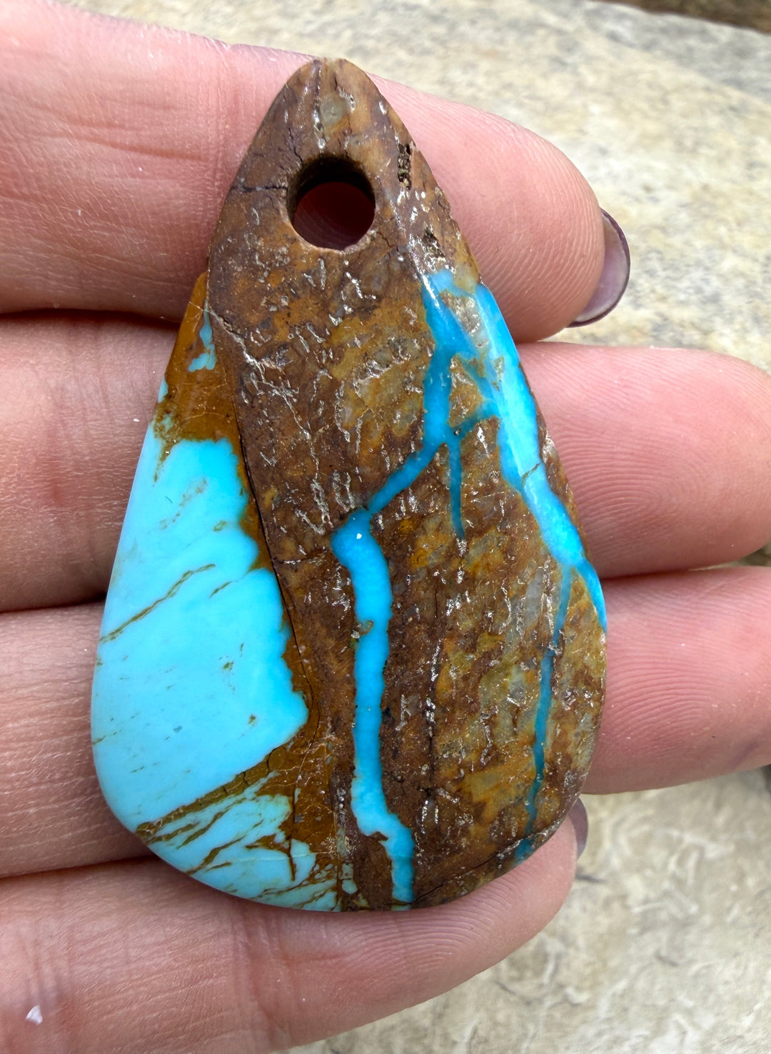 Kingman Turquoise (Arizona) (Large Hole) BIG Focal Pendant