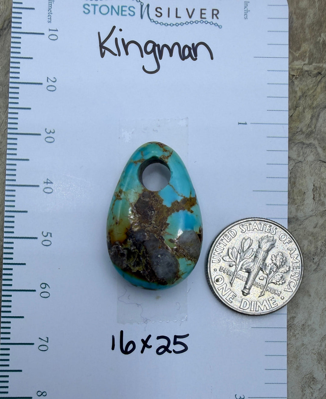 Kingman Turquoise (Arizona) (Large Hole) Focal Pendant Bead