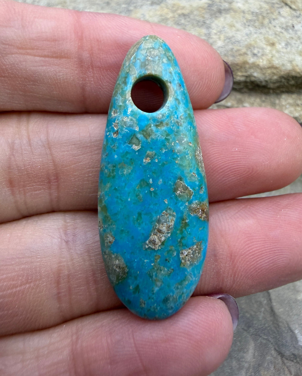 Kingman Turquoise (Arizona) (Large Hole) Focal Pendant Bead