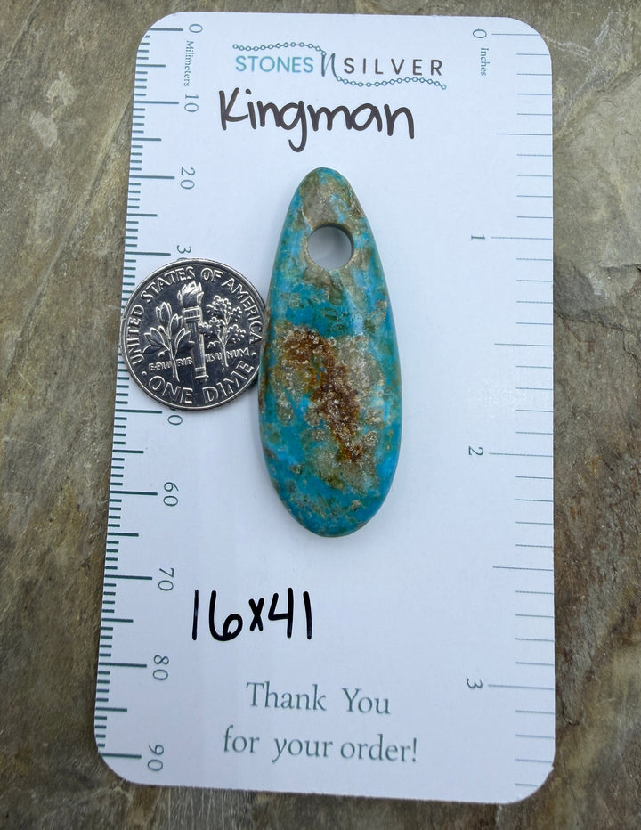 Kingman Turquoise (Arizona) (Large Hole) Focal Pendant Bead