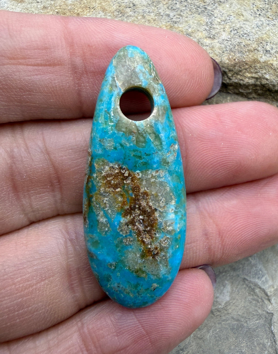 Kingman Turquoise (Arizona) (Large Hole) Focal Pendant Bead