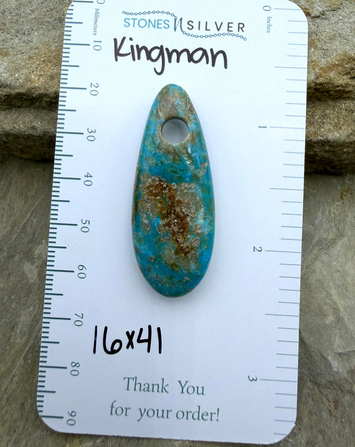 Kingman Turquoise (Arizona) (Large Hole) Focal Pendant Bead