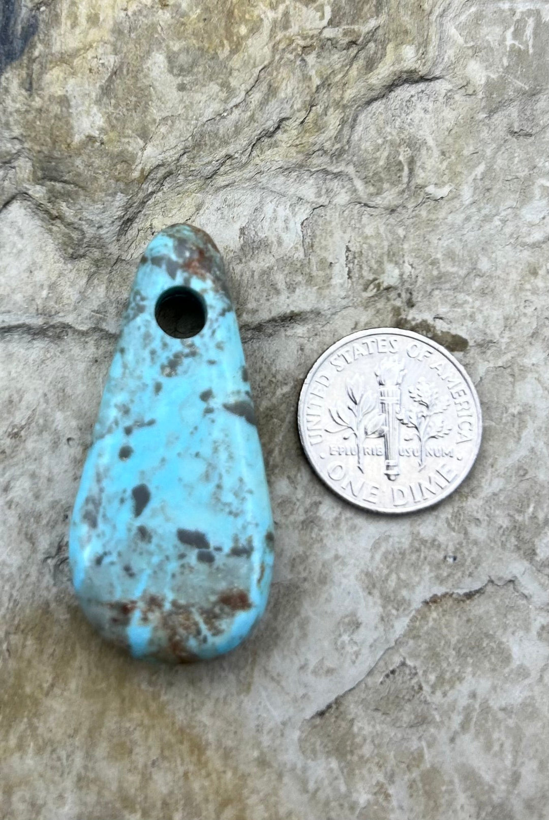 Kingman Turquoise (Arizona) (Large Hole) Focal Pendant Bead