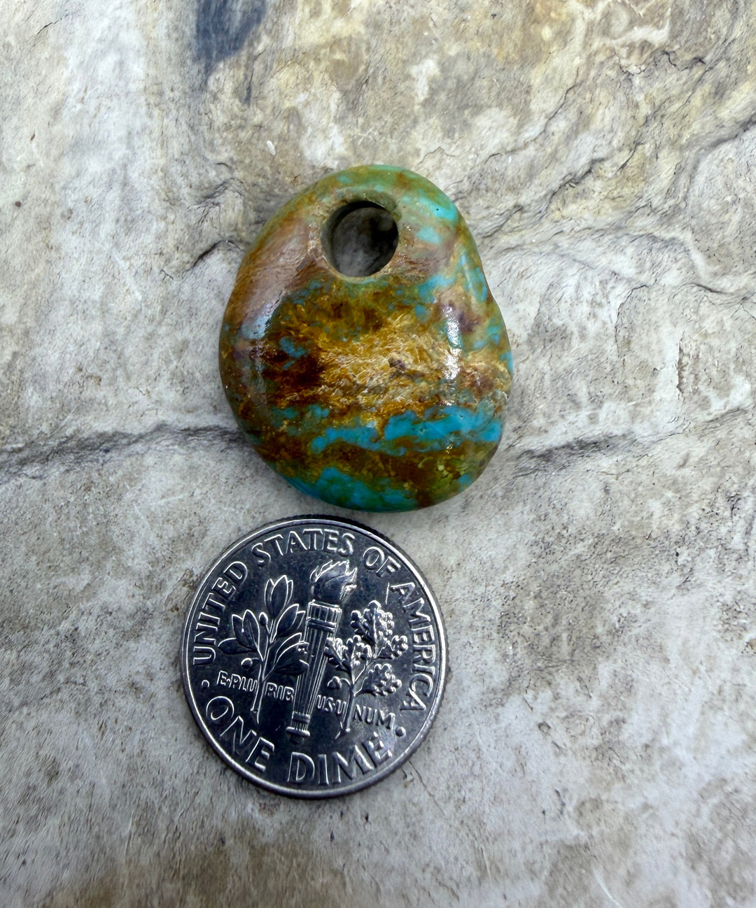 Kingman Turquoise (Arizona) (Large Hole) Focal Pendant Bead