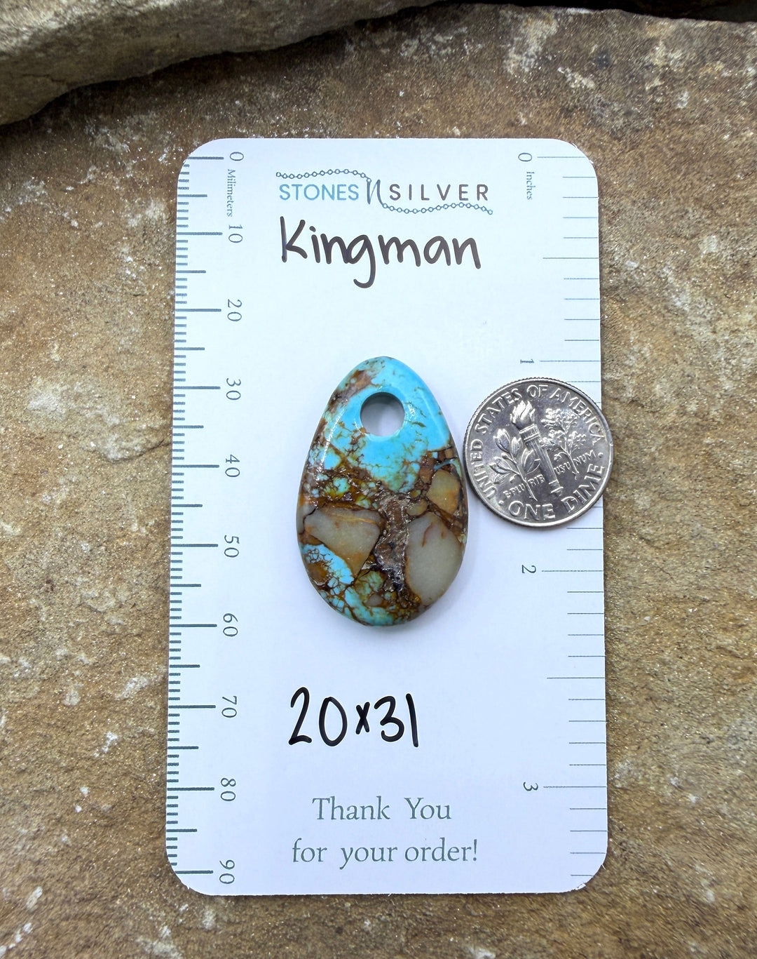 Kingman Turquoise (Arizona) (Large Hole) Focal Pendant Bead