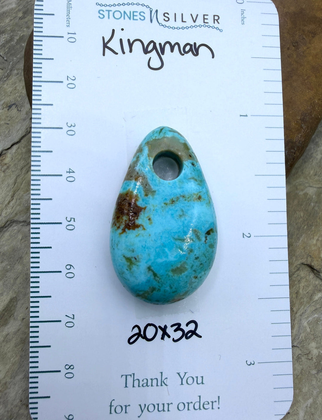 Kingman Turquoise (Arizona) (Large Hole) Focal Pendant Bead