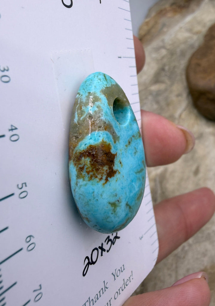 Kingman Turquoise (Arizona) (Large Hole) Focal Pendant Bead