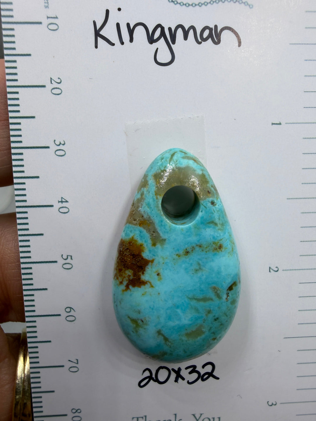 Kingman Turquoise (Arizona) (Large Hole) Focal Pendant Bead