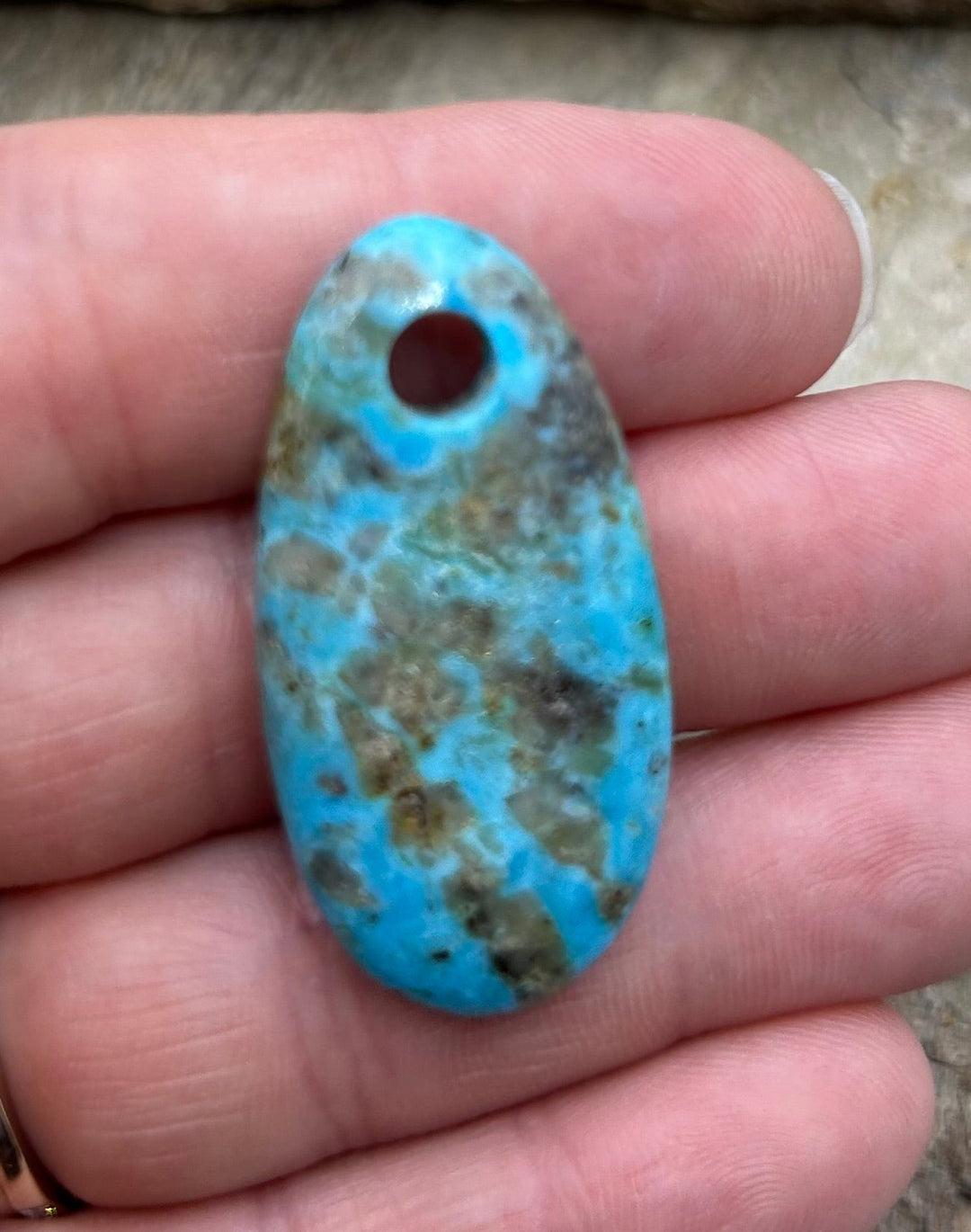 Kingman Turquoise (Arizona) (Large Hole) Focal Pendant Bead