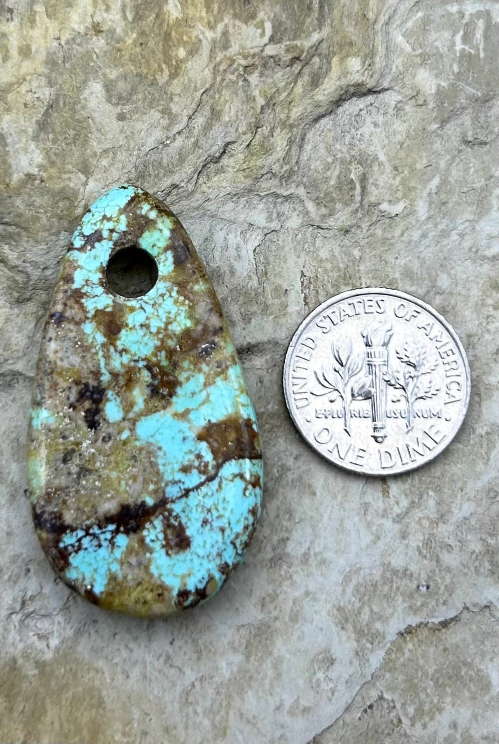 Kingman Turquoise (Arizona) (Large Hole) Focal Pendant Bead