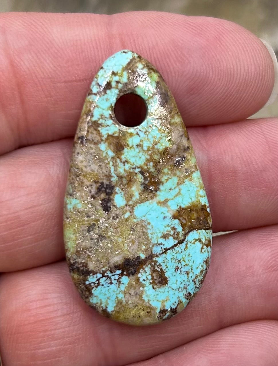 Kingman Turquoise (Arizona) (Large Hole) Focal Pendant Bead