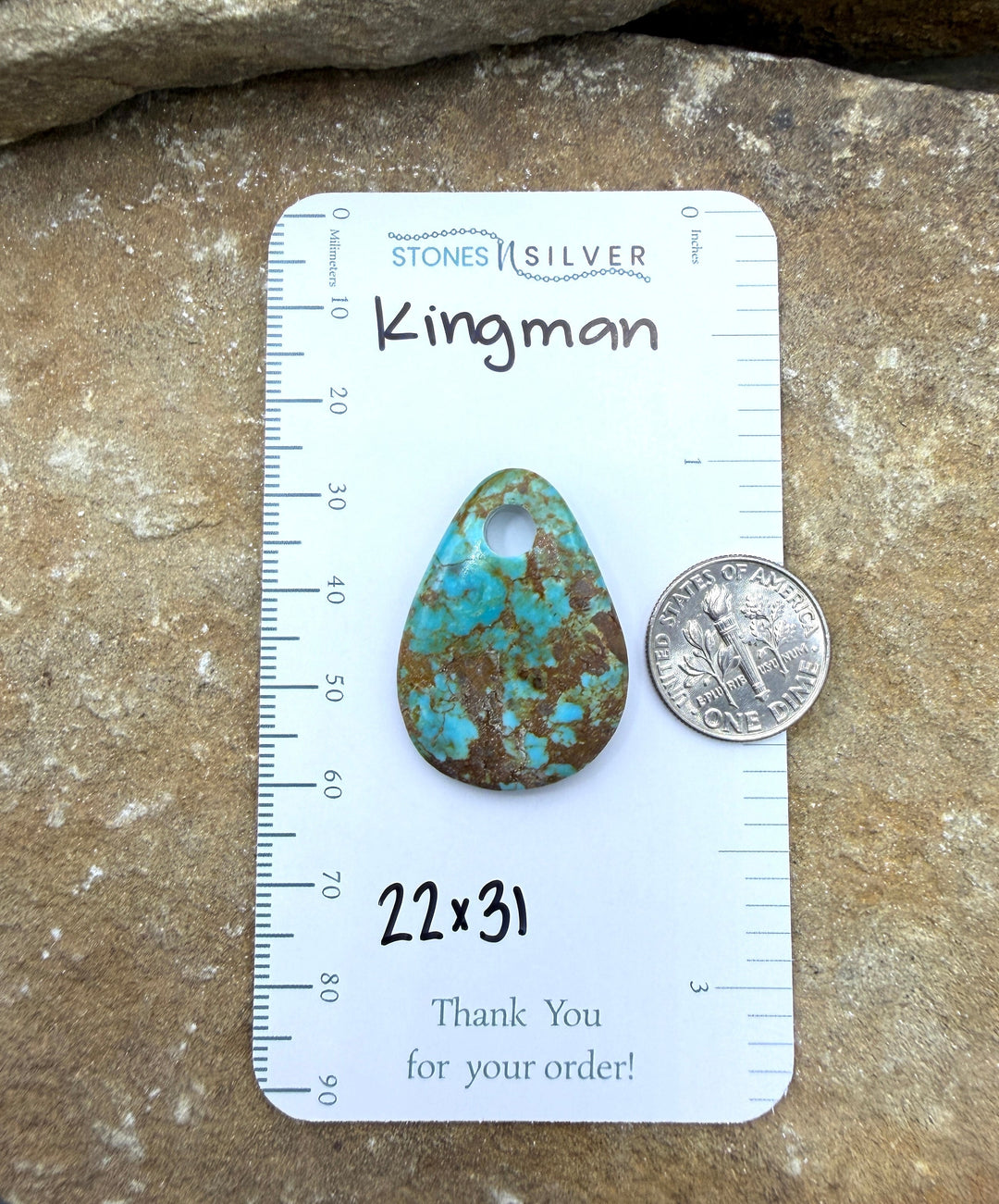 Kingman Turquoise (Arizona) (Large Hole) Focal Pendant Bead