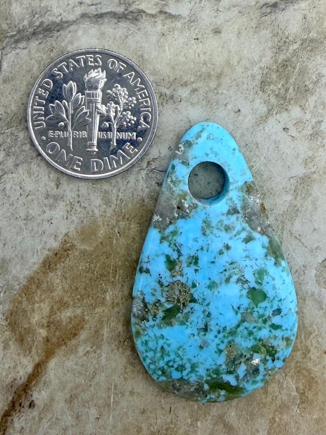 Kingman Turquoise (Arizona) (Large Hole) Focal Pendant Bead