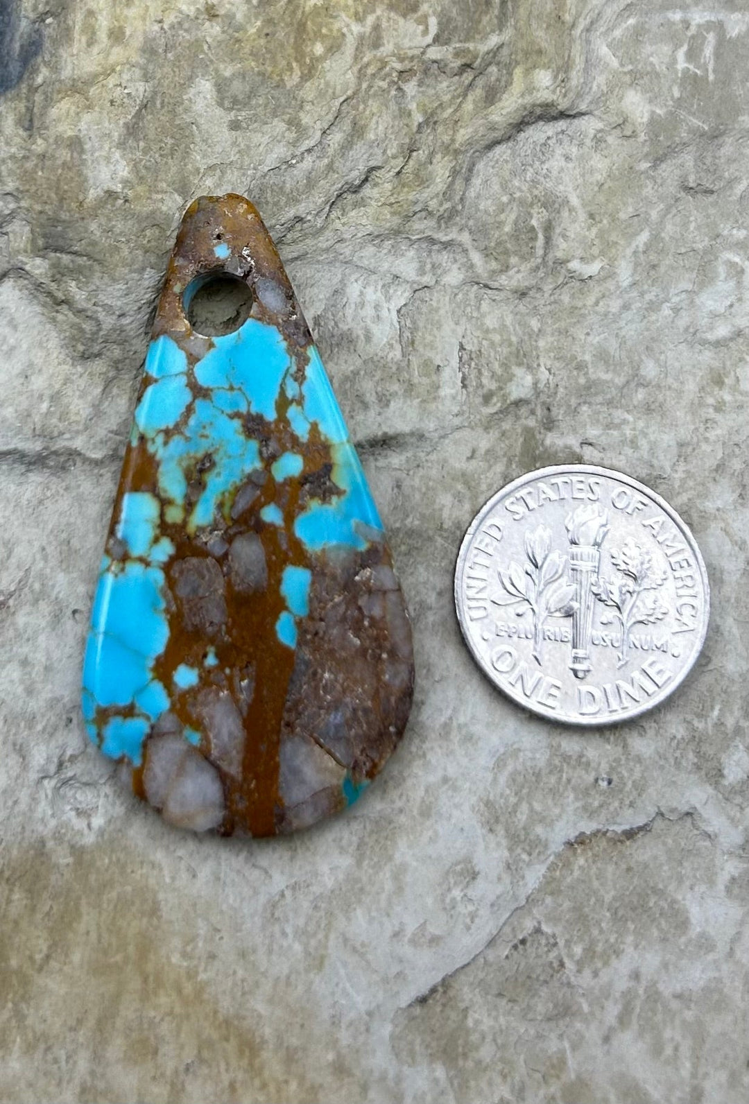 Kingman Turquoise (Arizona) (Large Hole) Focal Pendant Bead