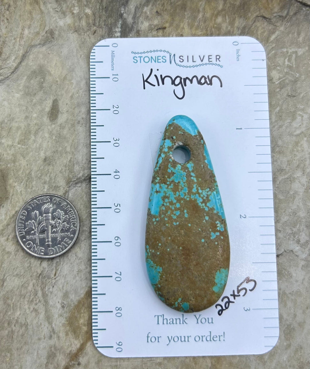 Kingman Turquoise (Arizona) Large Hole Focal Pendant Bead
