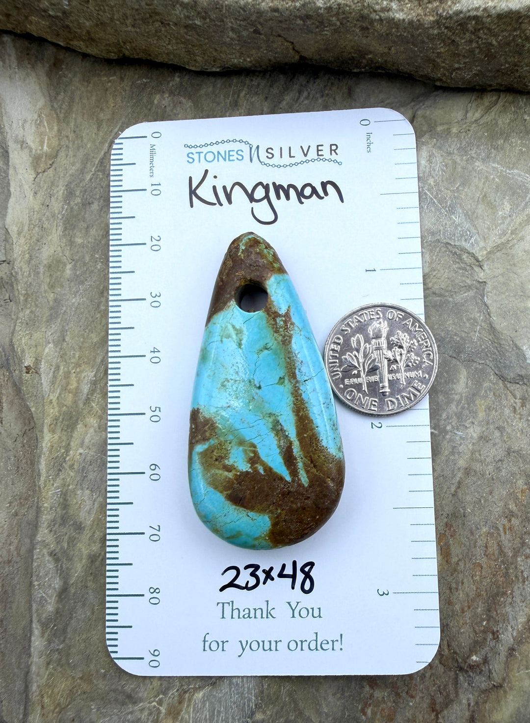 Kingman Turquoise (Arizona) (Large Hole) Focal Pendant Bead
