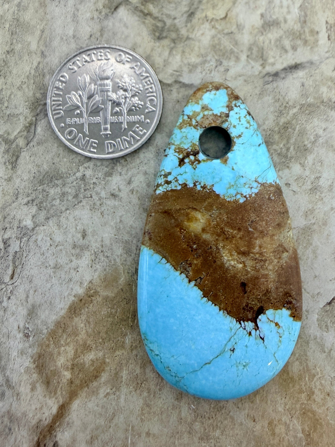 Kingman Turquoise (Arizona) (Large Hole) Focal Pendant Bead