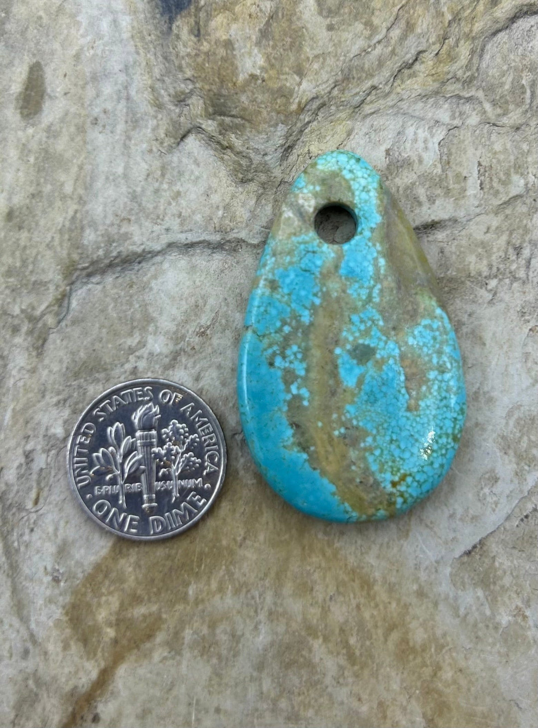 Kingman Turquoise (Arizona) (Large Hole) Focal Pendant Bead