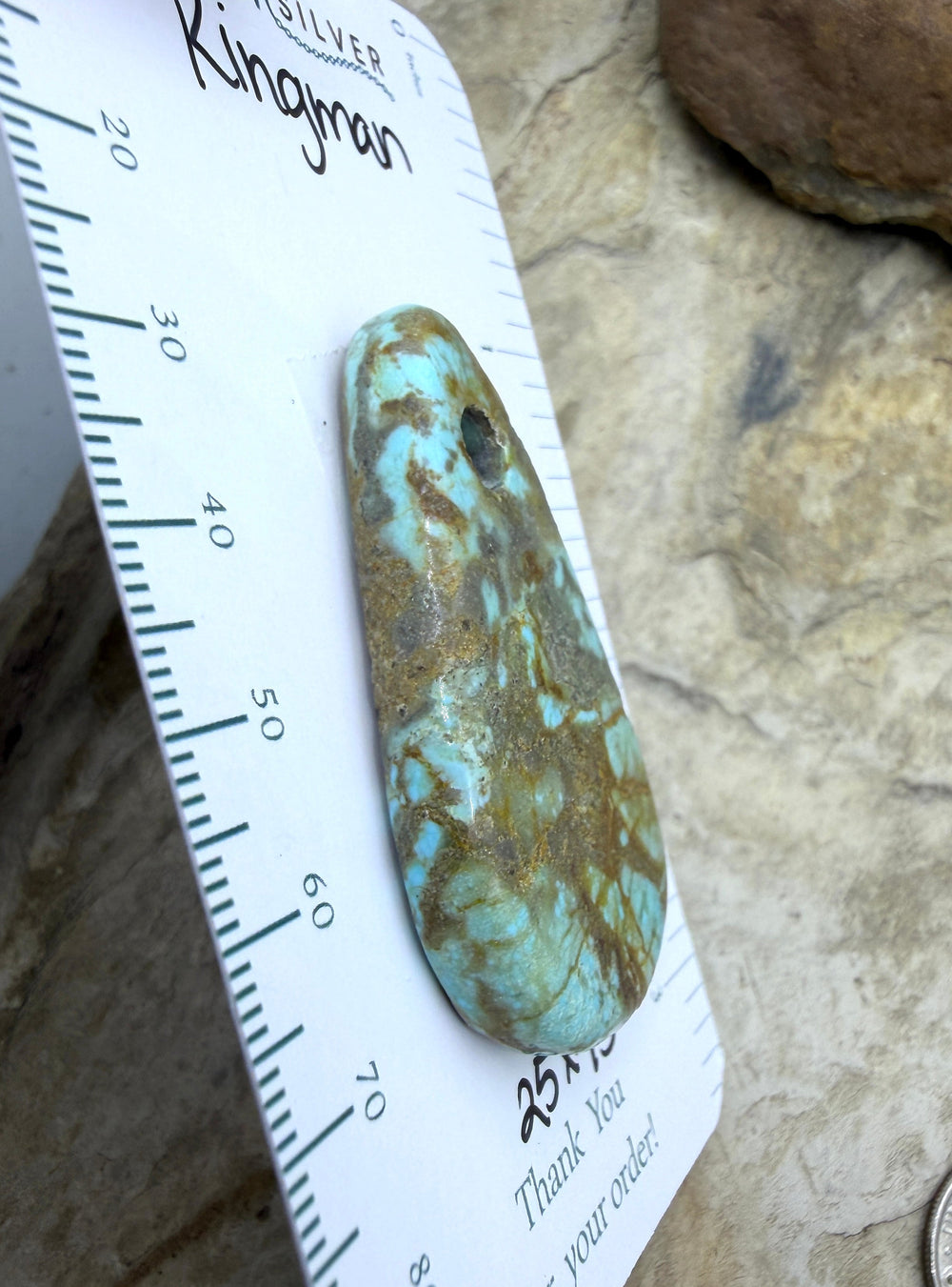 Kingman Turquoise (Arizona) (Large Hole) Focal Pendant Bead
