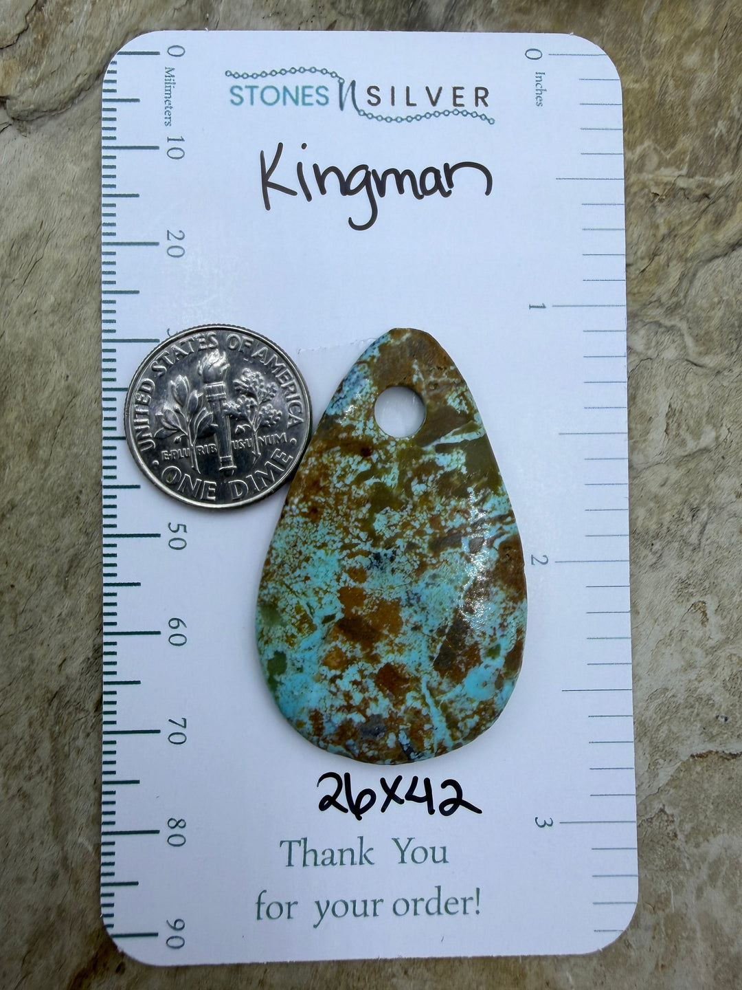 Kingman Turquoise (Arizona) (Large Hole) Focal Pendant Bead