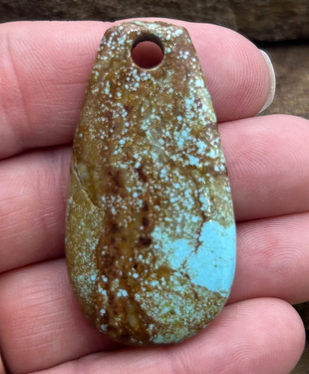 Kingman Turquoise (Arizona) (Large Hole) Focal Pendant Bead