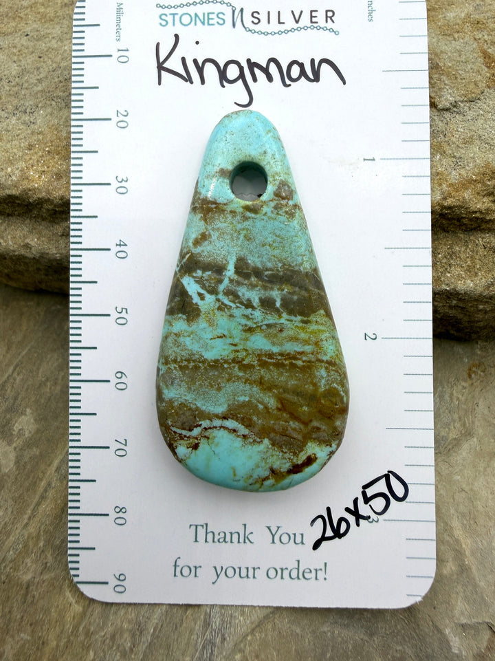 Kingman Turquoise (Arizona) (Large Hole) Focal Pendant Bead
