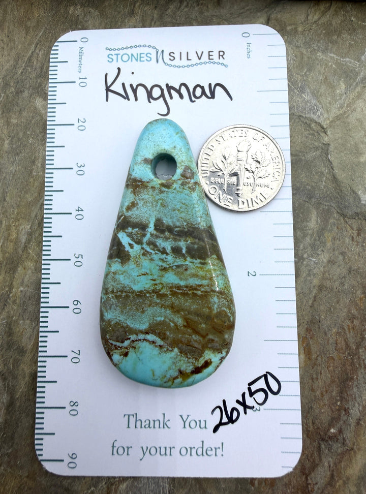 Kingman Turquoise (Arizona) (Large Hole) Focal Pendant Bead