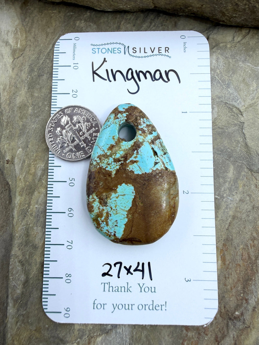 Kingman Turquoise (Arizona) (Large Hole) Focal Pendant Bead