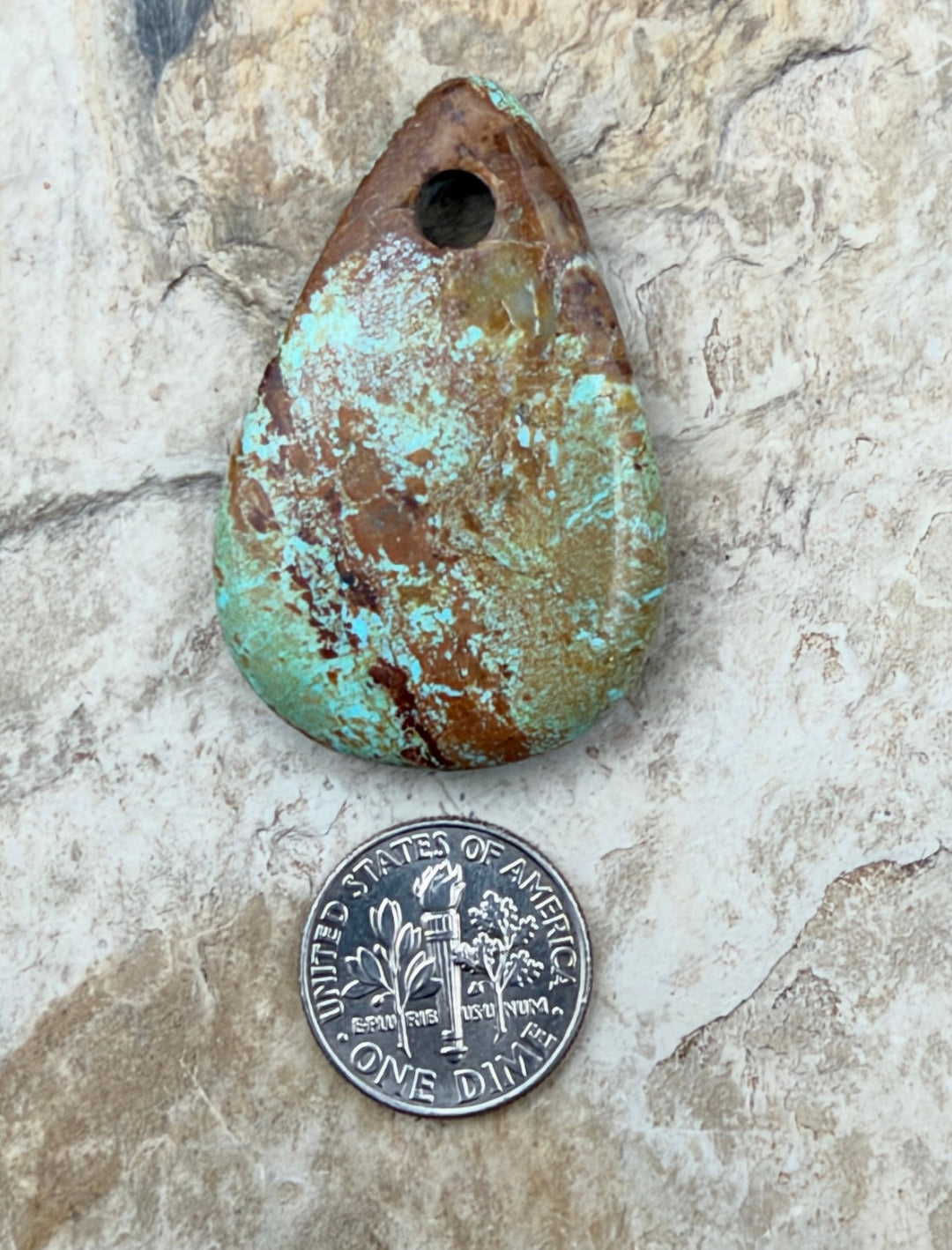 Kingman Turquoise (Arizona) Large Hole Focal Pendant Bead