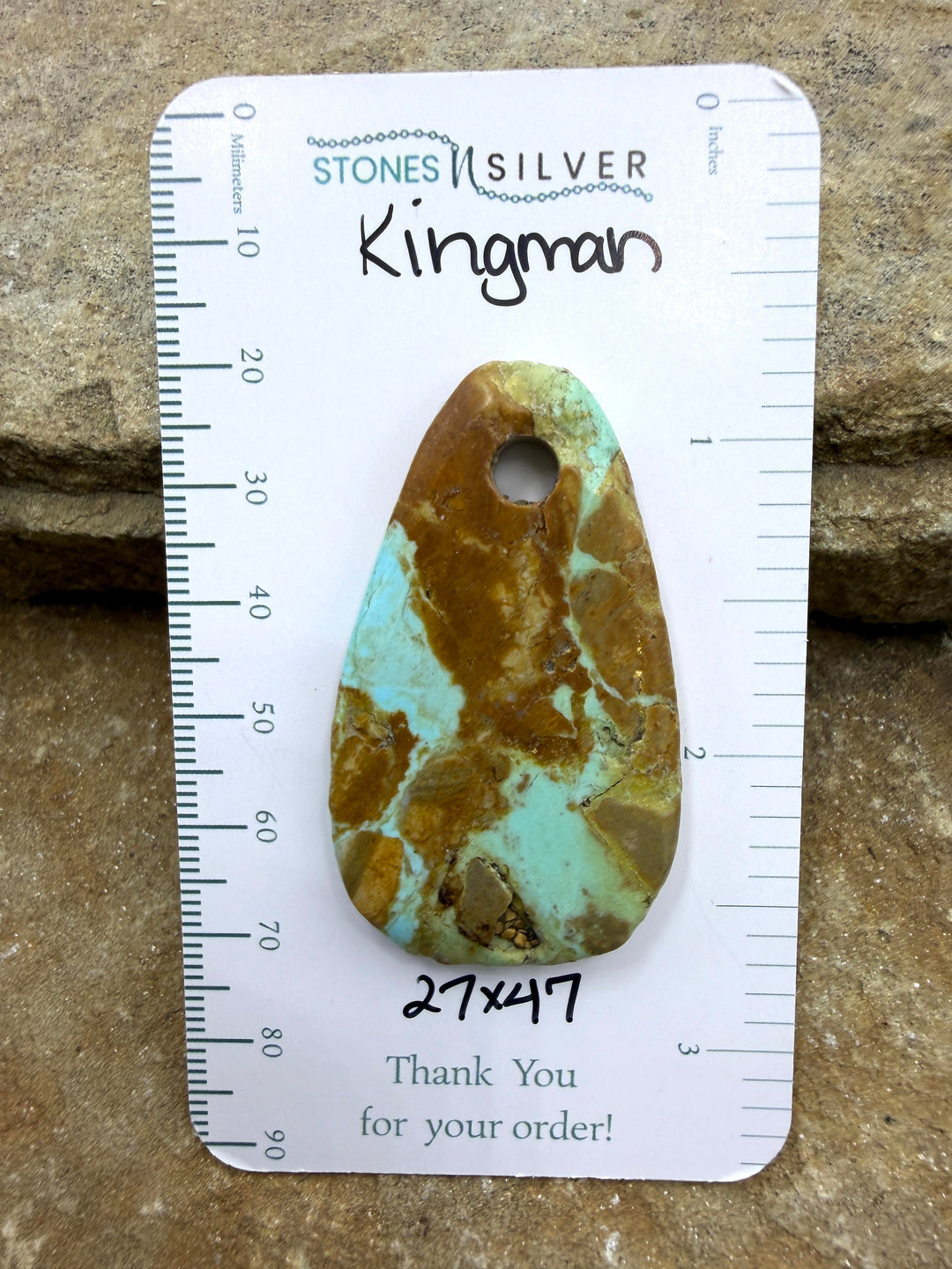 Kingman Turquoise (Arizona) (Large Hole) Focal Pendant Bead