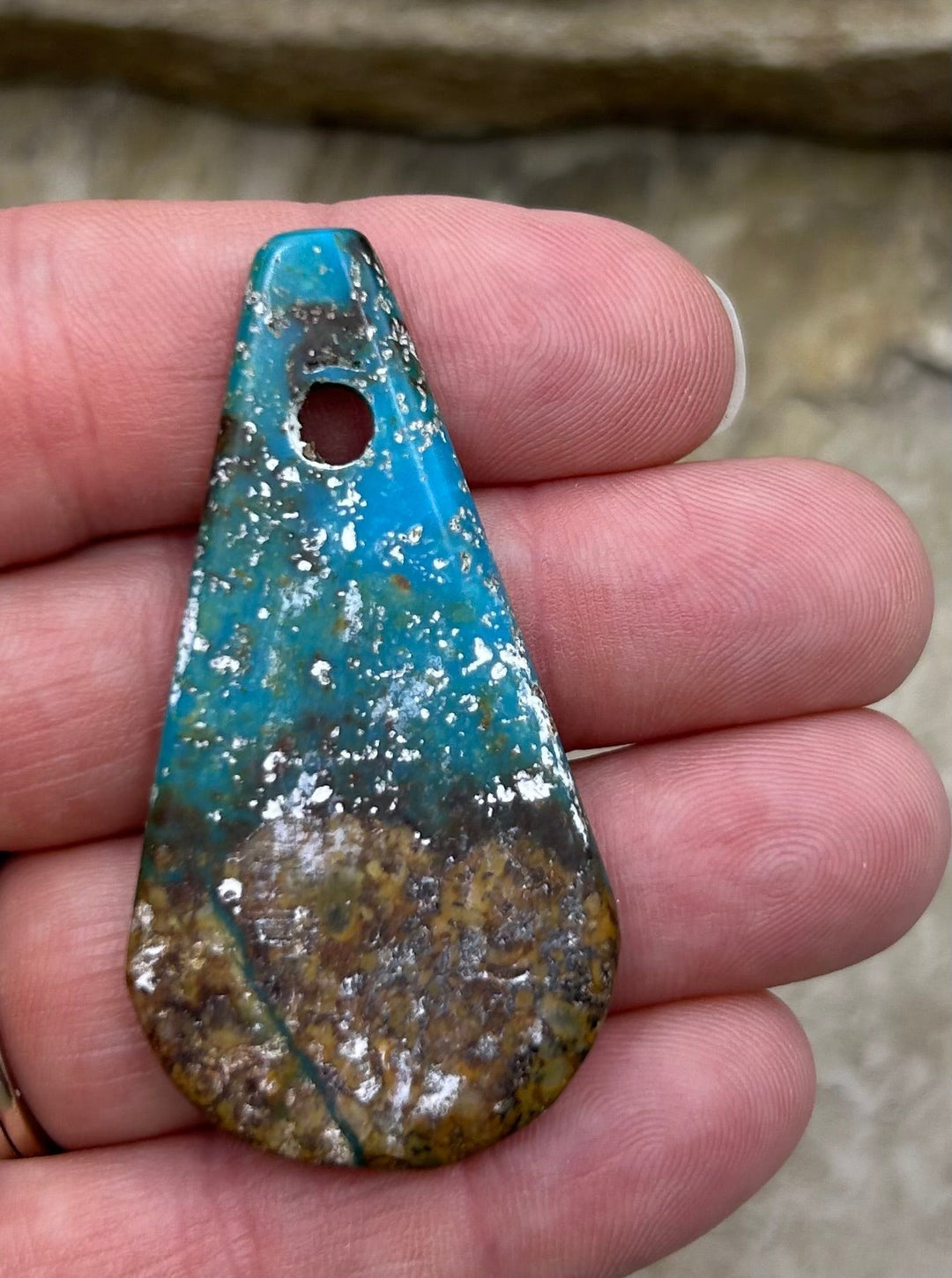 Kingman Turquoise (Arizona) (Large Hole) Focal Pendant Bead