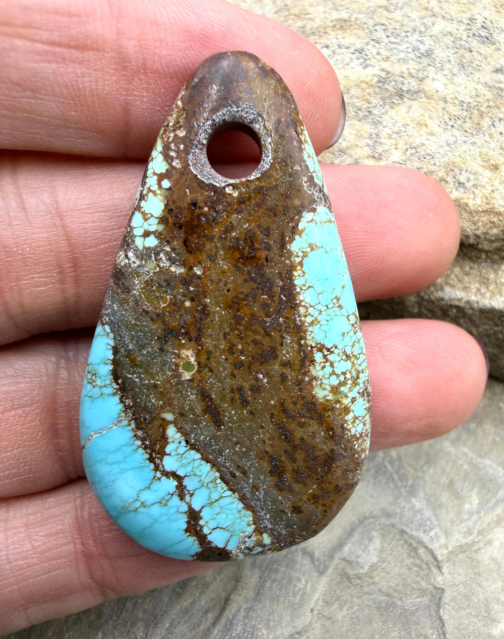 Kingman Turquoise (Arizona) (Large Hole) Focal Pendant Bead
