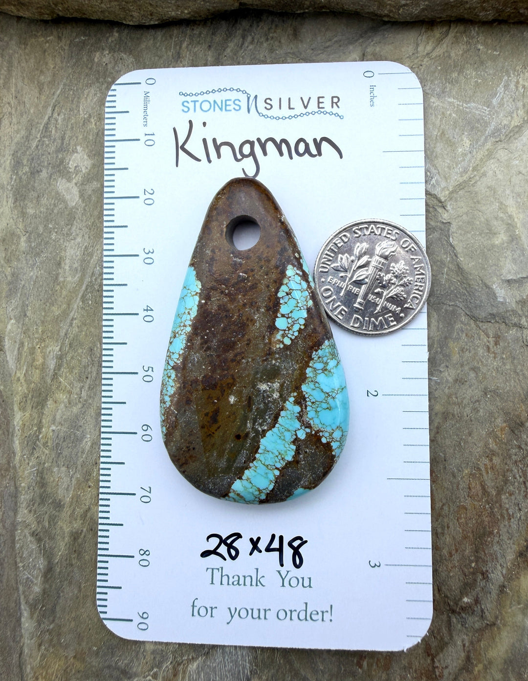 Kingman Turquoise (Arizona) (Large Hole) Focal Pendant Bead