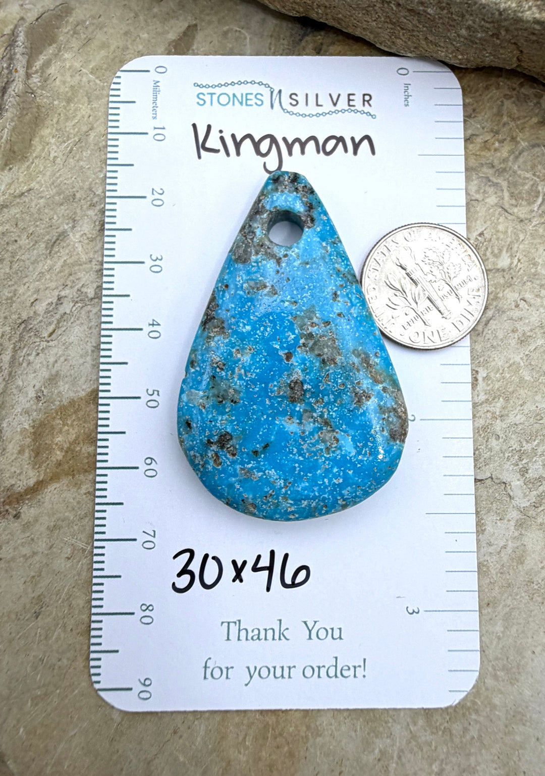 Kingman Turquoise (Arizona) Large Hole Focal Pendant Bead