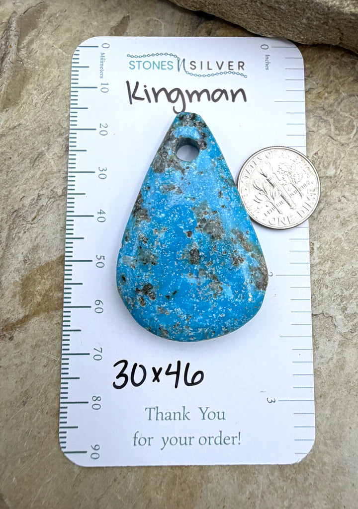 Kingman Turquoise (Arizona) Large Hole Focal Pendant Bead