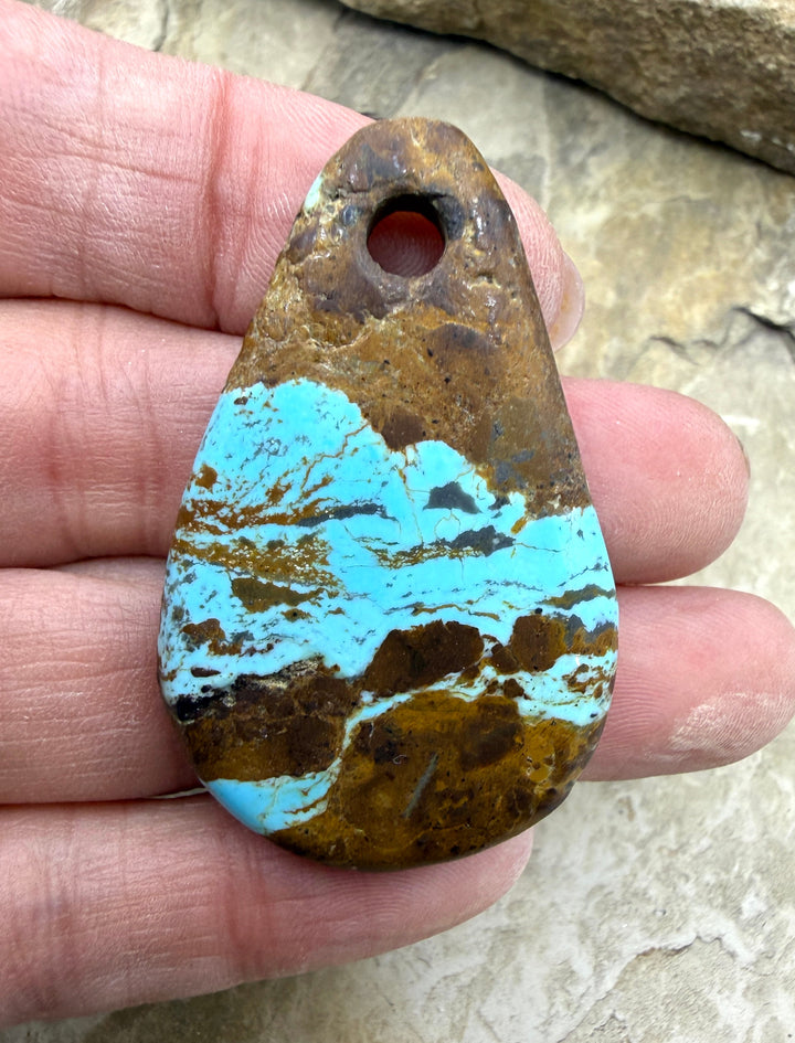 Kingman Turquoise (Arizona) (Large Hole) Focal Pendant Bead