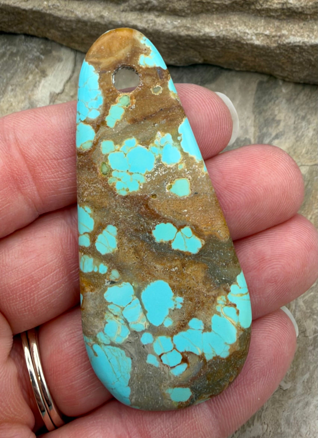 Kingman Turquoise (Arizona) Large Hole Focal Pendant Bead