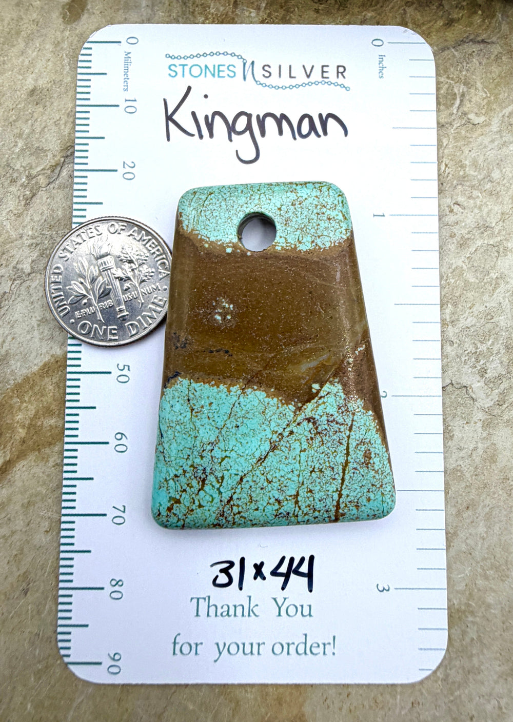 Kingman Turquoise (Arizona) Large Hole Focal Pendant Bead
